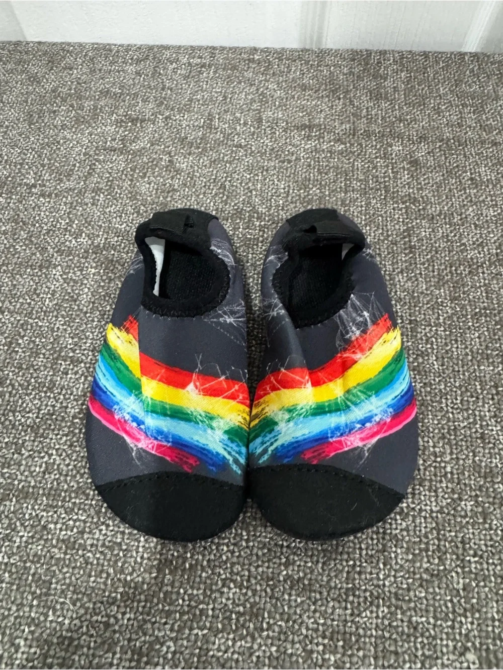 Kids Rainbow Water Shoes - Black with Multicolor Stripe